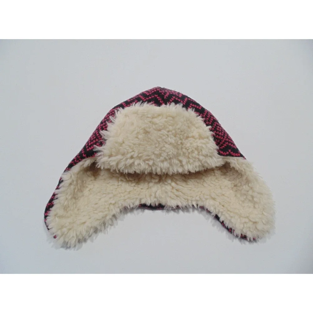 Kid's Columbia Winter Trapper‎ Hat w/Ear Flaps Size S/M Youth Black / Pink